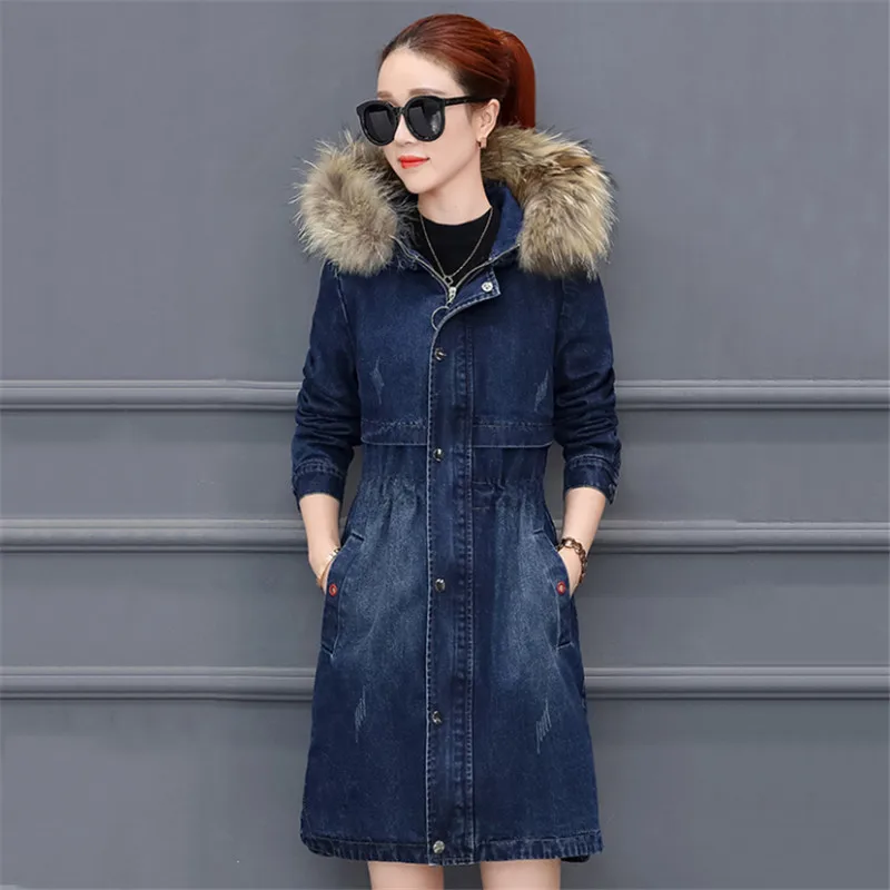 Winter Women Denim Cotton Jacket 2018 New Thick Warm Parkas Medium Long Fur Collar Hooded Outerwear Slim Women Denim Coat DD0798
Winter Women Denim Cotton Jacket 2018 New Thick Warm Parkas Medium Long Fur Collar Hooded Outerwear Slim Women Denim Coat DD0798