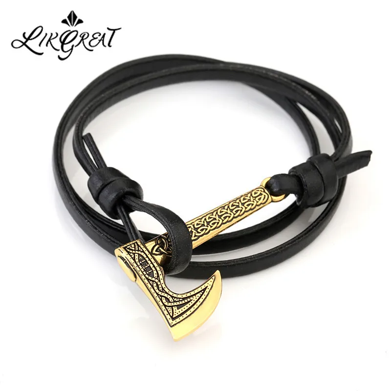 LIKGREAT Black Brown Leather Bracelets Irish Celtics Knot Trinket Viking Slavic Sword Axe Charm Bracelet Men Amulet Jewelry
LIKGREAT Black Brown Leather Bracelets Irish Celtics Knot Trinket Viking Slavic Sword Axe Charm Bracelet Men Amulet Jewelry