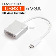 Revofree USB 3.1 connection cable line and macbook 12 inch type-C to VGA projector video converter adapter