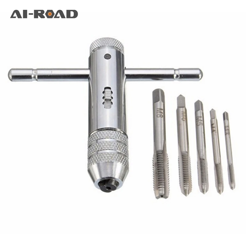 5Pcs/set Adjustable M3-M8 3-8mm T-Handle Ratchet Taps Wrench Machine Screw Thread Metric Plug Tap Machinist Tools
5Pcs/set Adjustable M3-M8 3-8mm T-Handle Ratchet Taps Wrench Machine Screw Thread Metric Plug Tap Machinist Tools