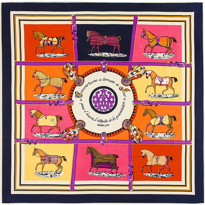 Women Scarf Twill Silk Euro Brand French Design Horse Pattern Print Square Scarves High Quality Gift Fashion Large Silk Scarve
Women Scarf Twill Silk Euro Brand French Design Horse Pattern Print Square Scarves High Quality Gift Fashion Large Silk Scarve