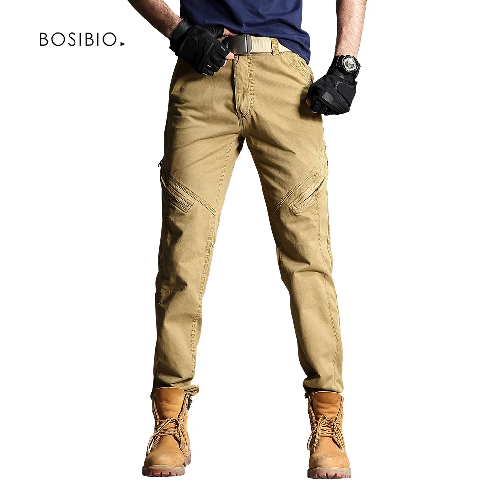 BOSIBIO Cotton Men Cargo Pants Khaki High Quality Spring Male Casual Trousers Slim Fit Pants with Inclined Pockets 3370
BOSIBIO Cotton Men Cargo Pants Khaki High Quality Spring Male Casual Trousers Slim Fit Pants with Inclined Pockets 3370