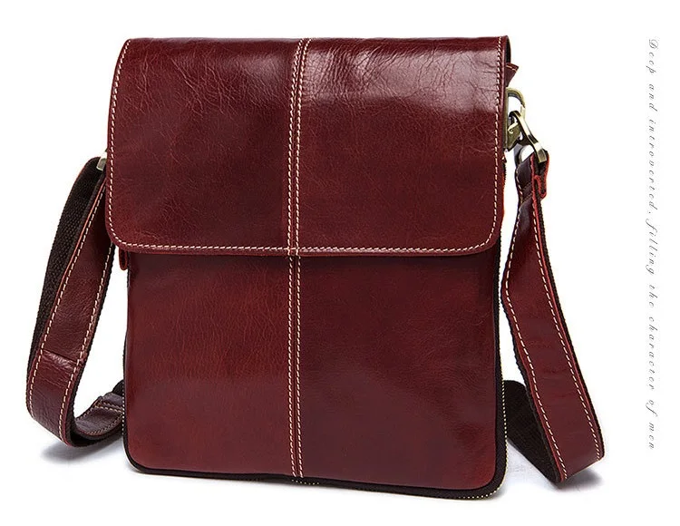 MJ Genuine Leather Male Bags High Capacity Real Leather Men's Messenger Bag Solid Crossbody Shoulder Handbag for Men Vertical (8)
