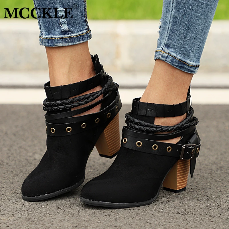 MCCKLE Plus Size Fashion Women Autumn Block Heel Ankle Boots Ladies Rivets Buckle High Heels Shoes Female PU Leather Footwear
MCCKLE Plus Size Fashion Women Autumn Block Heel Ankle Boots Ladies Rivets Buckle High Heels Shoes Female PU Leather Footwear