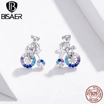 Small Earrings BISAER 925 Sterling Silver Bicycle Bears Exquisite Stud Earrings for Women Crystal Zircon Wedding Jewelry ECE677
Small Earrings BISAER 925 Sterling Silver Bicycle Bears Exquisite Stud Earrings for Women Crystal Zircon Wedding Jewelry ECE677
