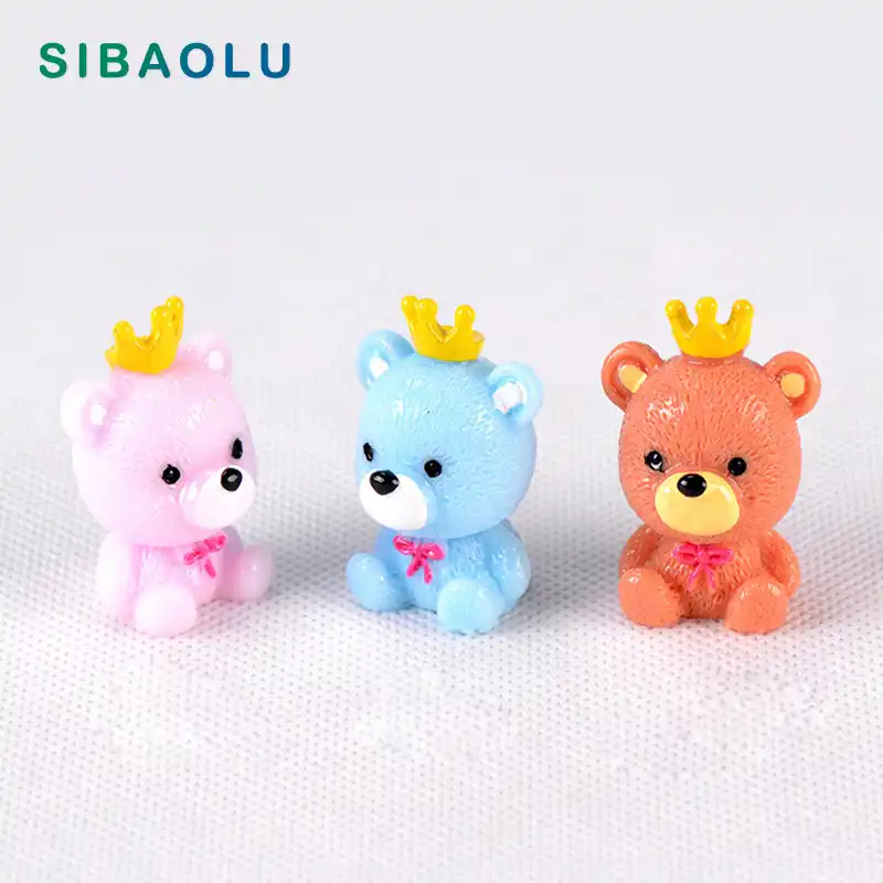 colorful crown bear figurine miniature decoration mini fairy