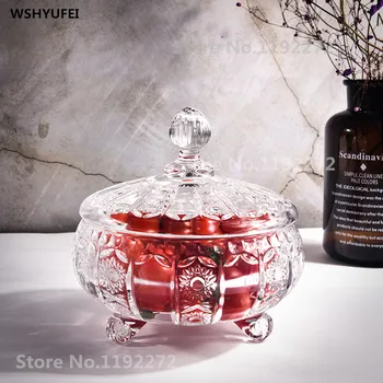 WSHYUFEI European crystal Transparent glass Candy jar Sugar bowl Storage jars With lid Dust-proof Fruit plate living room
WSHYUFEI European crystal Transparent glass Candy jar Sugar bowl Storage jars With lid Dust-proof Fruit plate living room