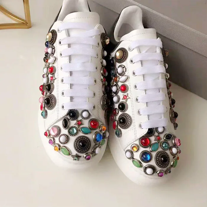 Colorful Buttons Ladies Sneakers Lace-up Genuine Leather Women Flat Shoes Luxury Design Beads Stud Women Sneakers Flat Shoes
Colorful Buttons Ladies Sneakers Lace-up Genuine Leather Women Flat Shoes Luxury Design Beads Stud Women Sneakers Flat Shoes