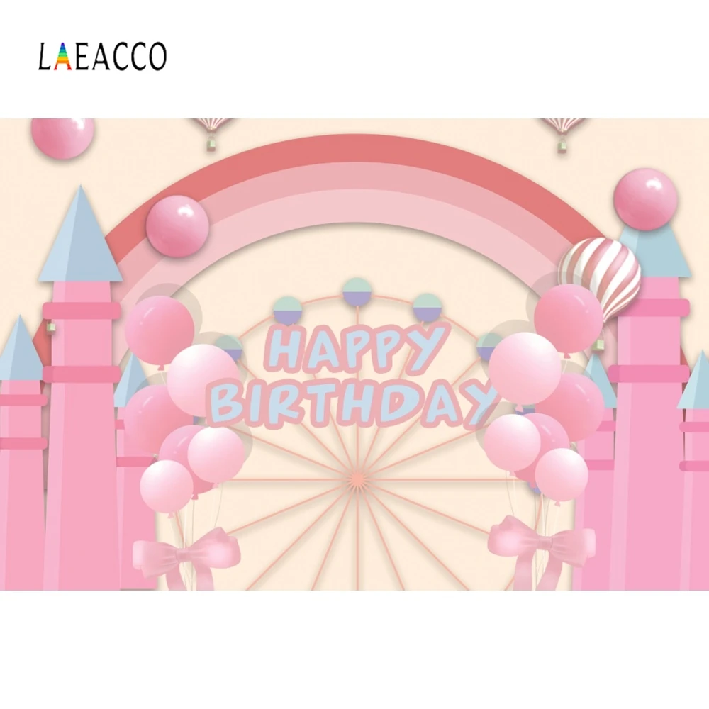 

Laeacco Pink Candy Backdrop Baby Birthday Portrait Photography Background Customized Photographic Backdrops For Photo Studio