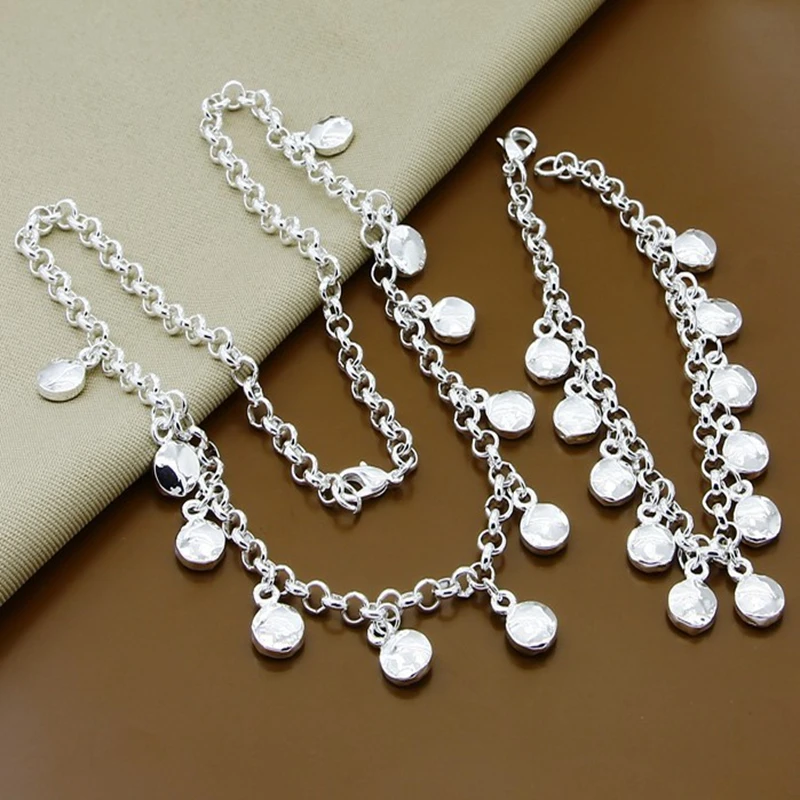 Jewelry Sets 925 Sterling Silver Fashion Round Pendant Necklaces Bracelet 2 Piece Sets for Woman
Jewelry Sets 925 Sterling Silver Fashion Round Pendant Necklaces Bracelet 2 Piece Sets for Woman