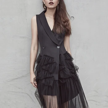 2020 Spring Summer Runway Dress Suits For Women Elegant Office Lady Double Breasted Suit Jacket Blazer Splice Mesh Tulle Dress
2020 Spring Summer Runway Dress Suits For Women Elegant Office Lady Double Breasted Suit Jacket Blazer Splice Mesh Tulle Dress