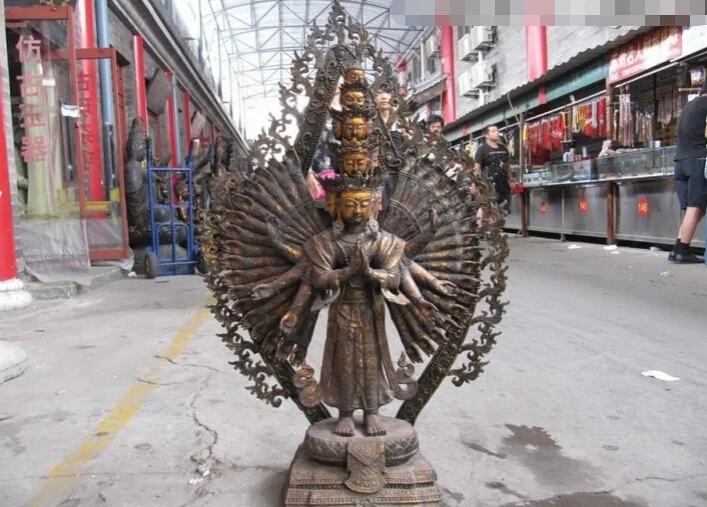 Collectible bronze S2781 Tibet Old Bronze 1000 Armed Eleven-faced Avalokitesvara Kwan Yin Buddha Statue (A0321)