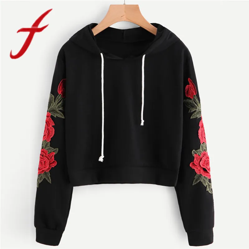 Feitong Women Floral Applique Sweatshirt Hoodies Causal Long Sleeve Hooded Pullover Crop Tops Sweatshirts sudaderas mujer 2019
Feitong Women Floral Applique Sweatshirt Hoodies Causal Long Sleeve Hooded Pullover Crop Tops Sweatshirts sudaderas mujer 2019