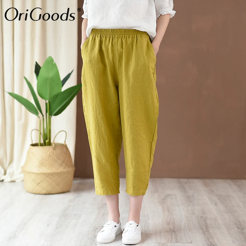 OriGoods Linen Summer Pants Women Calf length Pants Capris Elastic waist Loose Casual Cute Linen Trousers 2019 Summer Pants C214
OriGoods Linen Summer Pants Women Calf length Pants Capris Elastic waist Loose Casual Cute Linen Trousers 2019 Summer Pants C214