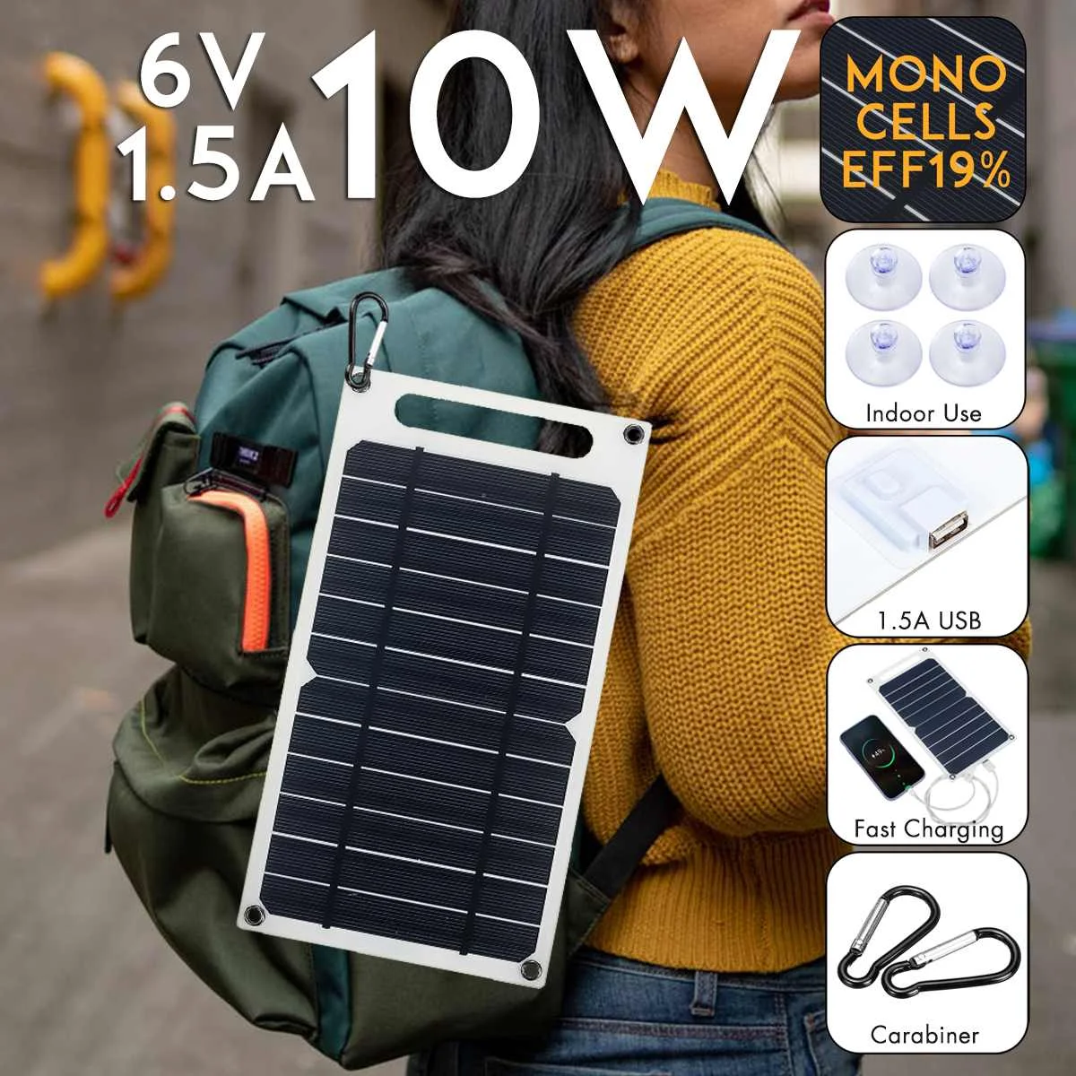 6V 10W 1.5A Portable Monocrystalline Solar Panel Slim & Light USB Charger Charging Power Bank Pad
6V 10W 1.5A Portable Monocrystalline Solar Panel Slim & Light USB Charger Charging Power Bank Pad