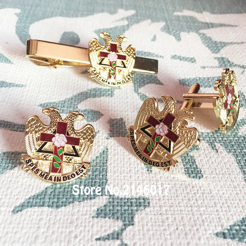 Masonry 32 Degree Scottish Rite Rose Croix Cross Masonic Brooch Cuff Links Freemason Lapel Pin Badge Cufflink Tie Clips Set
Masonry 32 Degree Scottish Rite Rose Croix Cross Masonic Brooch Cuff Links Freemason Lapel Pin Badge Cufflink Tie Clips Set