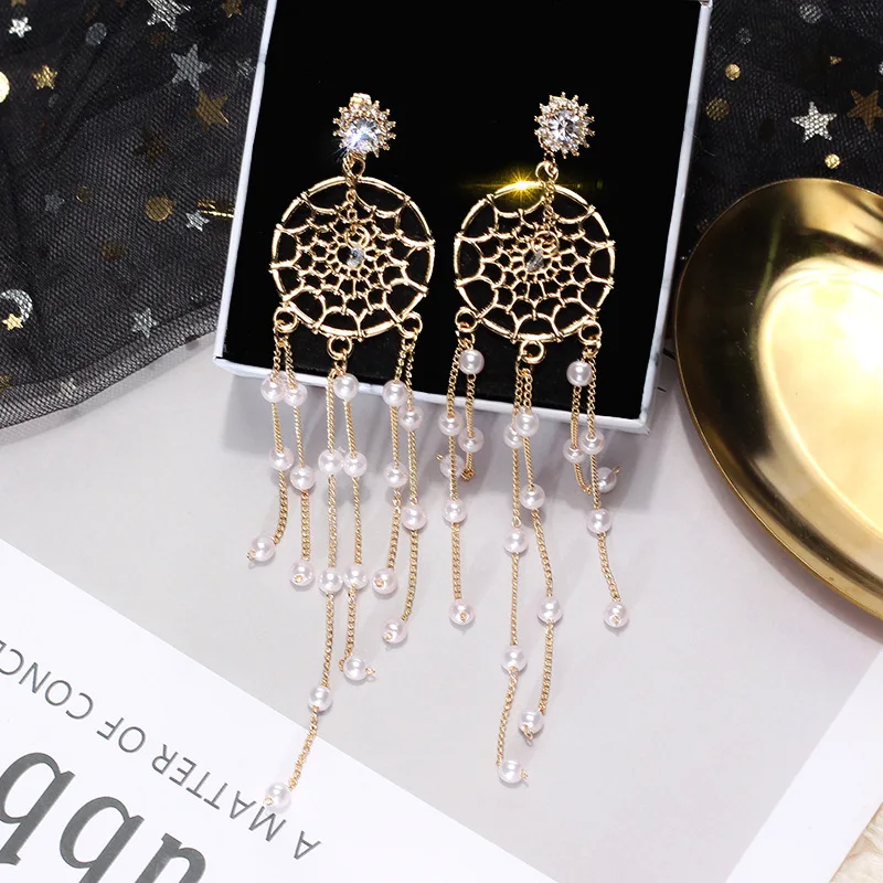 FYUAN Fashion Dream Catcher Crystal Earrings Long Tassel Earrings Pearl Drop Earrings for Women Wedding Party Jewelry
FYUAN Fashion Dream Catcher Crystal Earrings Long Tassel Earrings Pearl Drop Earrings for Women Wedding Party Jewelry