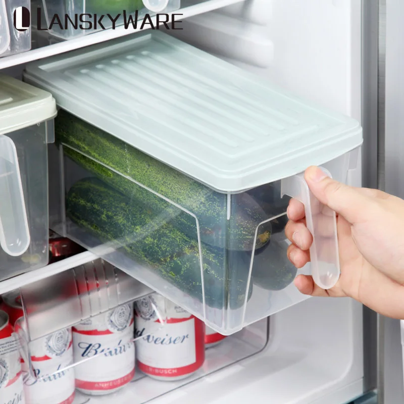 LANSKYWARE Refrigerator Organizer BPA Free Plastic Kitchen Storage Container With Lid Handle Fruit Vegetable Food Storage Box
LANSKYWARE Refrigerator Organizer BPA Free Plastic Kitchen Storage Container With Lid Handle Fruit Vegetable Food Storage Box