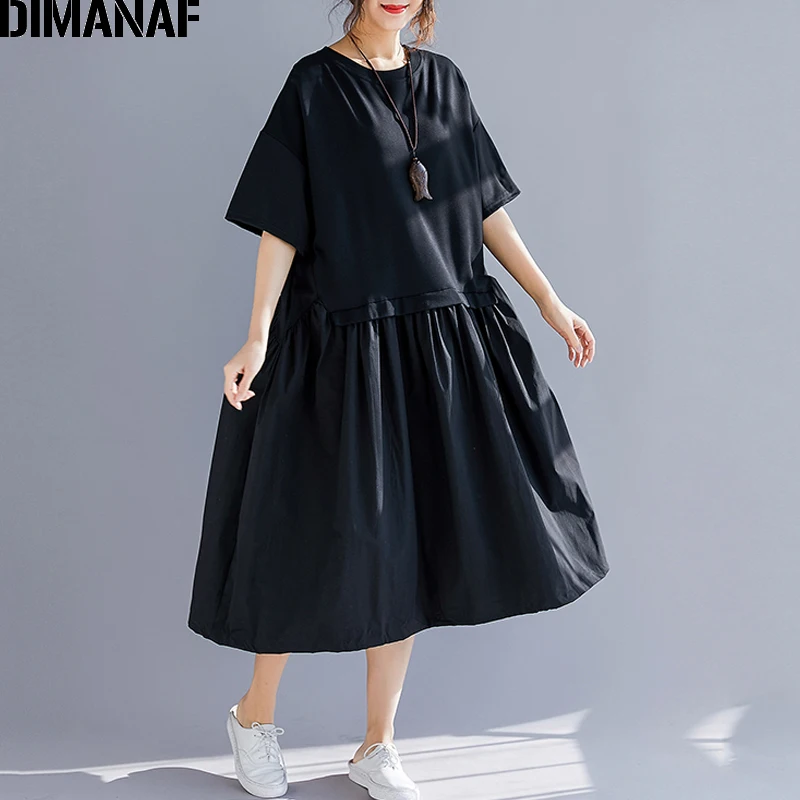 DIMANAF Plus Size Women Dress Summer Vintage Sundress Big Size Female Lady Elegant Vestidos Pleated Spliced Loose Black Dresses
DIMANAF Plus Size Women Dress Summer Vintage Sundress Big Size Female Lady Elegant Vestidos Pleated Spliced Loose Black Dresses