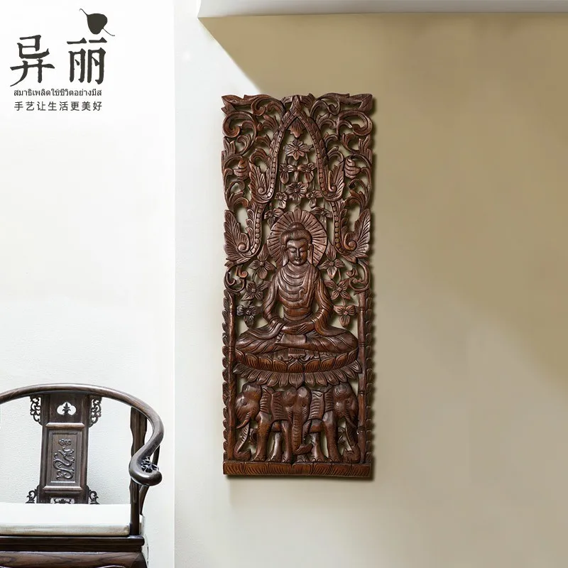 Southeast Asian Style Wood Carving Thai Teak Hollow-out Carving Buddha Statue Hanging Boards Carving Solid Wood Wall Hanging
Southeast Asian Style Wood Carving Thai Teak Hollow-out Carving Buddha Statue Hanging Boards Carving Solid Wood Wall Hanging