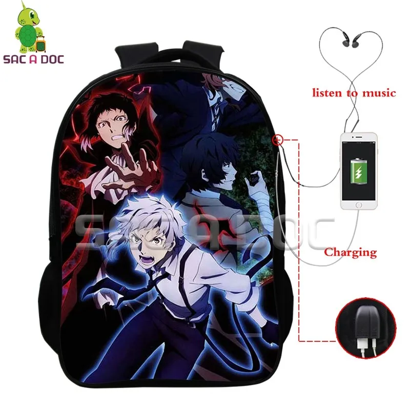 Bungo Stray Dogs Multifunction Backpack Dazai Atsushi School Bags for Teenagers USB Charging Headphone Jack Laptop Backpack
Bungo Stray Dogs Multifunction Backpack Dazai Atsushi School Bags for Teenagers USB Charging Headphone Jack Laptop Backpack
