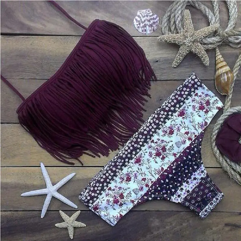 Summer Women Bikini Set Halter Fringed Tassel Swimsuits Bathing Suit Push Up Padded High Waist Swimwear Plus Size
Summer Women Bikini Set Halter Fringed Tassel Swimsuits Bathing Suit Push Up Padded High Waist Swimwear Plus Size