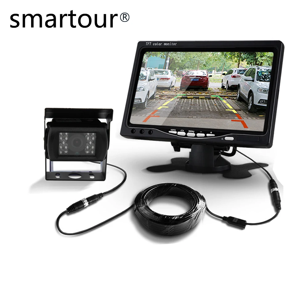 Smatour Vehicle Reverse Camera IR LED Back up 4-pin Connector + 7" LCD Color TFT Rear View Monitor 800*480 for Bus Truck RV
Smatour Vehicle Reverse Camera IR LED Back up 4-pin Connector + 7" LCD Color TFT Rear View Monitor 800*480 for Bus Truck RV