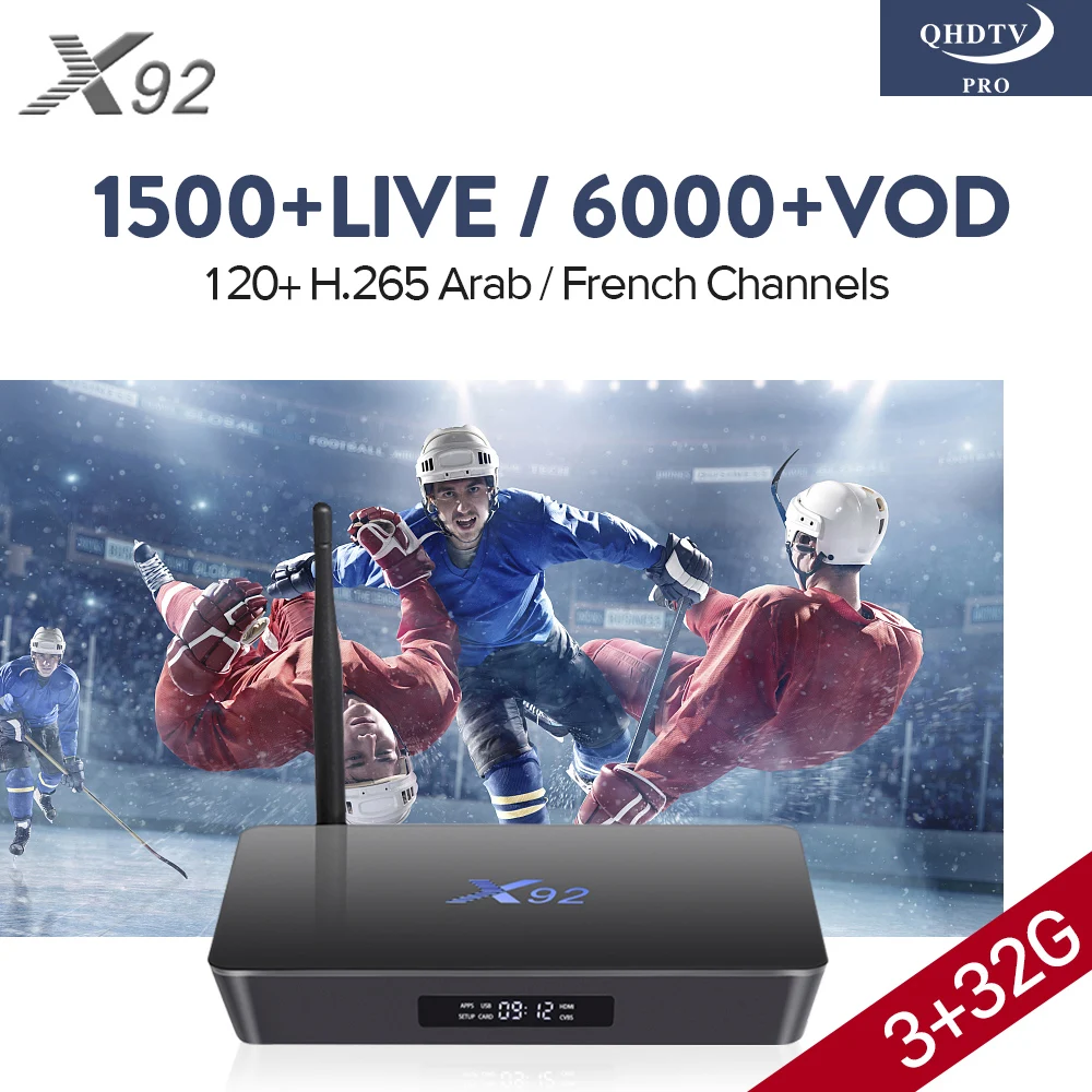 IPTV French Arabic QHDTV PRO Code X92 Android 7.1 Smart TV BOX 4K H.265 Amlogic S912 Octa Core 2.4G 5G Wireless WIFI Set Top Box
IPTV French Arabic QHDTV PRO Code X92 Android 7.1 Smart TV BOX 4K H.265 Amlogic S912 Octa Core 2.4G 5G Wireless WIFI Set Top Box