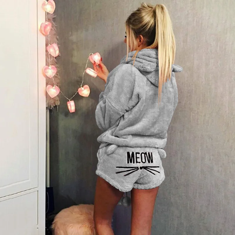 2019 New Women Winter Warm Pajamas Suit Plush Hoodie Cute Cartoon Cat Pattern Shorts VN 68
2019 New Women Winter Warm Pajamas Suit Plush Hoodie Cute Cartoon Cat Pattern Shorts VN 68
