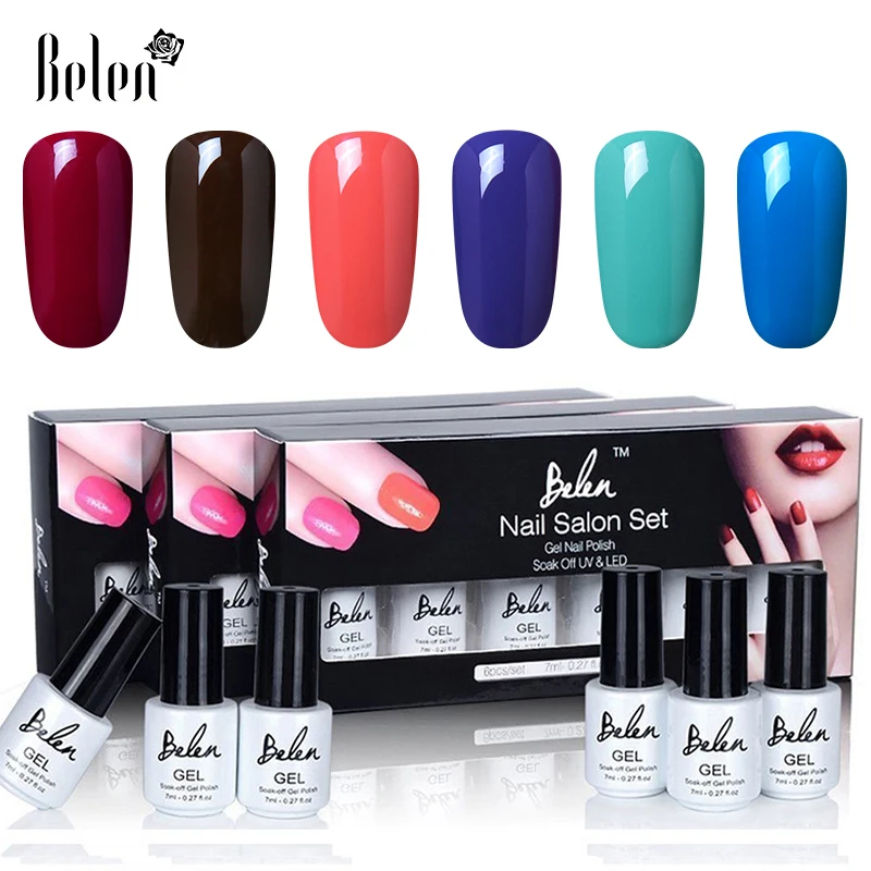 Belen 7ml Pure Color UV Gel Nail Polish 6PCS Set Gift Box Kit Need UV LED Lamp And Base Top Semi Permanent Gel Varnish Lacquer
Belen 7ml Pure Color UV Gel Nail Polish 6PCS Set Gift Box Kit Need UV LED Lamp And Base Top Semi Permanent Gel Varnish Lacquer