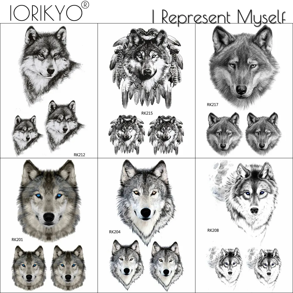 

Fake Tattoo Black Tribal Wolf King Tattoo Stickers Men's Fashion Temporary Women Arm Tattoo Black Painting Waterproof Tatoos