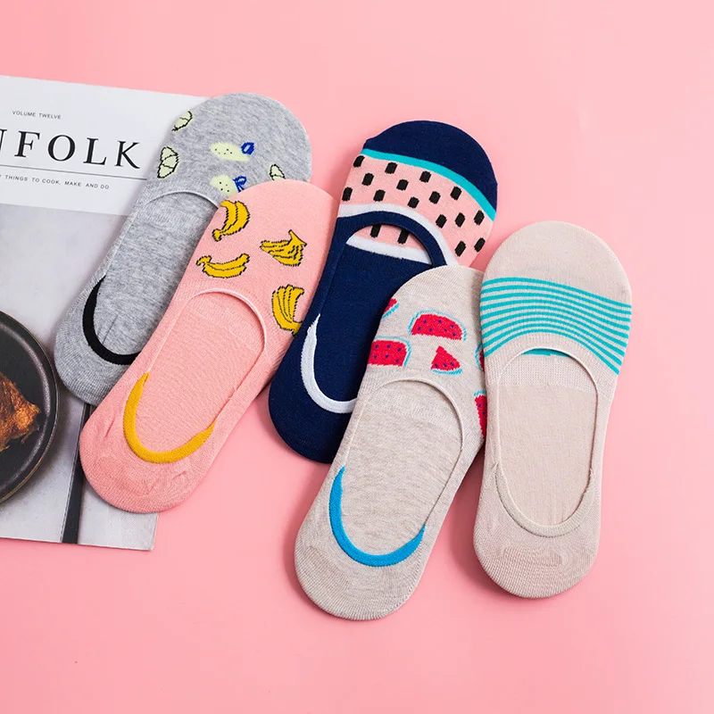 5 Pair/lot Short Socks Woman Fruit Print Boat Sock Girls Cute Cotton Ankle Socks Invisible Silicone Non Slip Socks FUNCILAC
5 Pair/lot Short Socks Woman Fruit Print Boat Sock Girls Cute Cotton Ankle Socks Invisible Silicone Non Slip Socks FUNCILAC