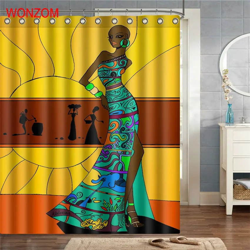 WONZOM African Girl Shower Curtain Fabric Bathroom Decor Decoration Cortina De Bano Polyester Yellow Bath Curtain And Hooks Gift
WONZOM African Girl Shower Curtain Fabric Bathroom Decor Decoration Cortina De Bano Polyester Yellow Bath Curtain And Hooks Gift