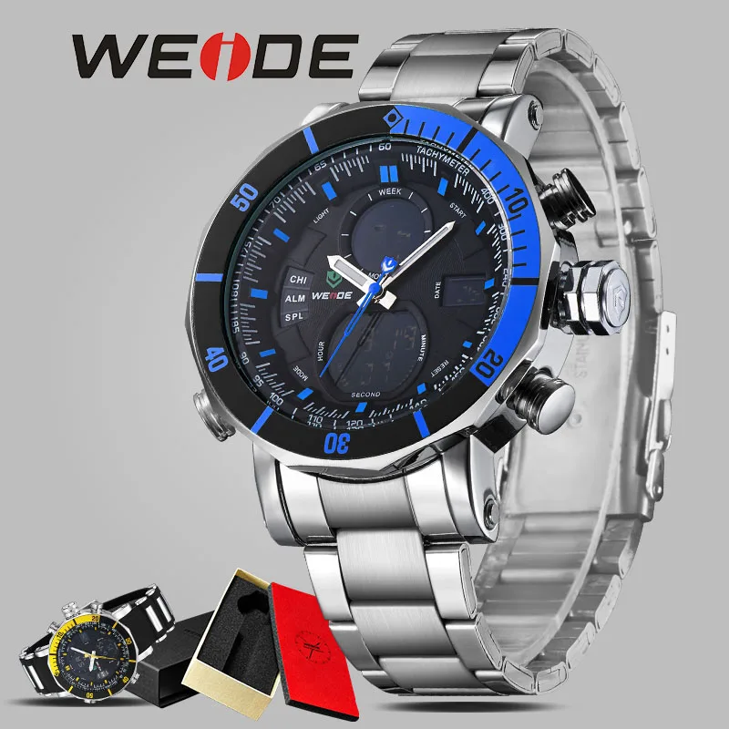 WEIDE relojes hombre men watch luxury brand alarm clock stainless steel sport led electronic wrist watches waterproof watches
WEIDE relojes hombre men watch luxury brand alarm clock stainless steel sport led electronic wrist watches waterproof watches