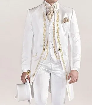 Vintage White Tailcoat Printed Mens Suits Wedding Suits for Man Blazer Suit Man Long Jacket 3 Piece Pants Vest Groom Tuxedo
Vintage White Tailcoat Printed Mens Suits Wedding Suits for Man Blazer Suit Man Long Jacket 3 Piece Pants Vest Groom Tuxedo