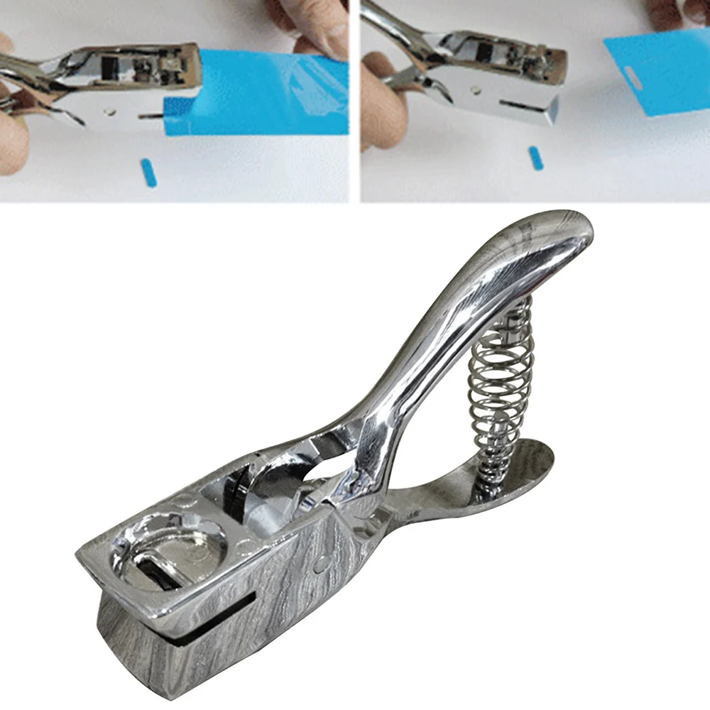 Фото Hand Held Metal Hole Slot Puncher Punch Plier Tool with Slim Oval For ID Card Badge PVC Photo | Канцтовары для офиса и дома