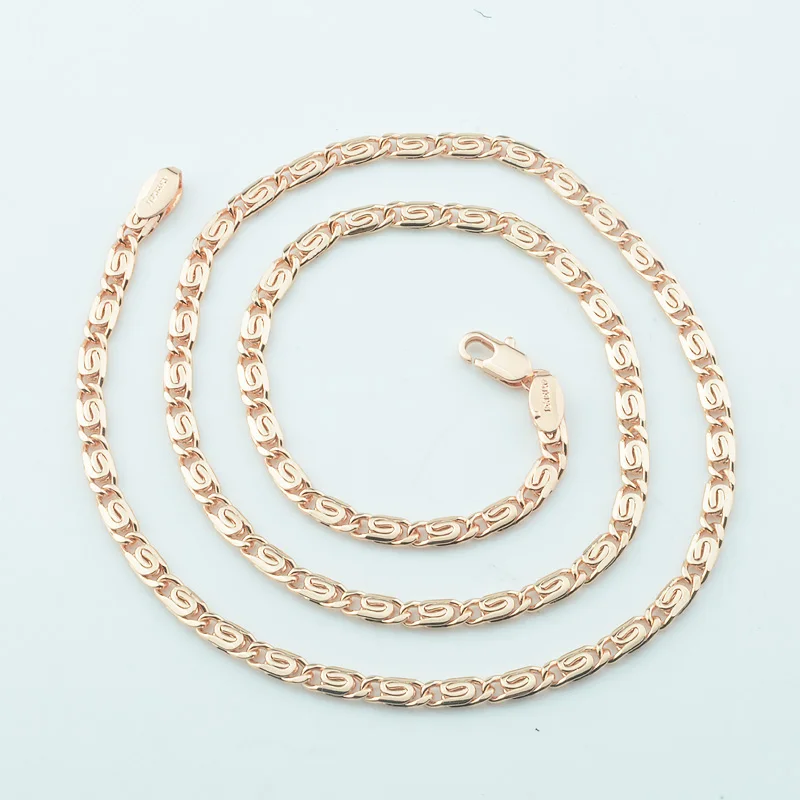 Фото Ожерелье FJ 3 5 мм 50 см для мужчин и женщин ожерелье из розового золота 585 пробы с