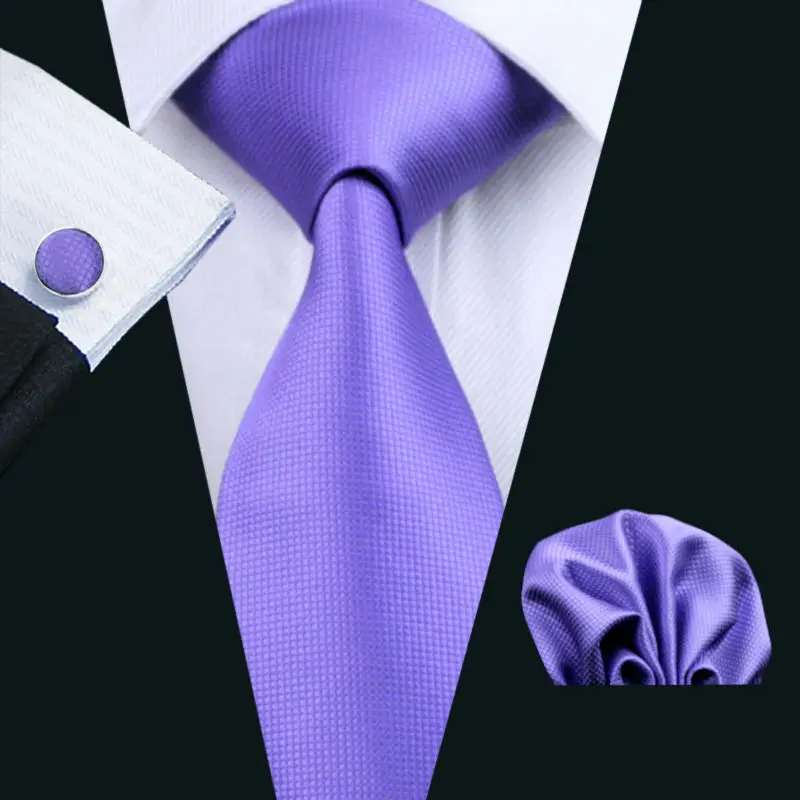 Мужской галстук фиолетовый однотонный деловой классический из 100% шелка