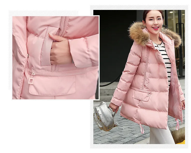Woman Jacket Winter Parka Pink Coats Padded Long Winter Coat Women Hooded Long Jackets 2018 Korean Ladies Clothing LZ985 (14)