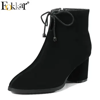 Eokkar 2019 Women Ankle Boots Fashion Womn Shoes Lace Up Square High Heel All Match Flock Pointed Toe Ladies Shoes Size 34-43
Eokkar 2019 Women Ankle Boots Fashion Womn Shoes Lace Up Square High Heel All Match Flock Pointed Toe Ladies Shoes Size 34-43