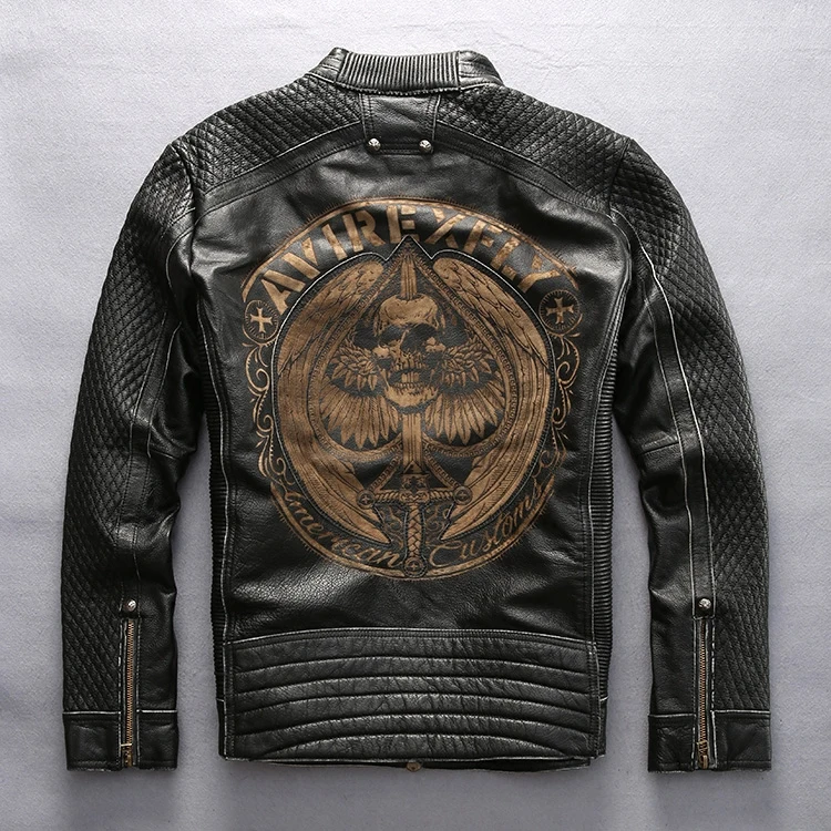 AVIREXFLY Male Leather Jacket 2016 New arrival 100% Real Cowskin Embroidery skulls Motorcycle Jacket Winter Coats
AVIREXFLY Male Leather Jacket 2016 New arrival 100% Real Cowskin Embroidery skulls Motorcycle Jacket Winter Coats