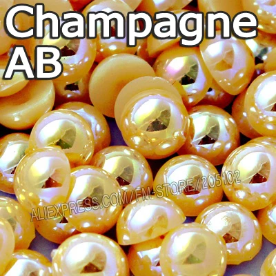 

Champagne AB Half Round bead Mix Sizes 2mm 3mm 4mm 5mm 6mm 8 10 12mm imitation ABS Flat back Pearl to DIY Nail jewelry Accessory