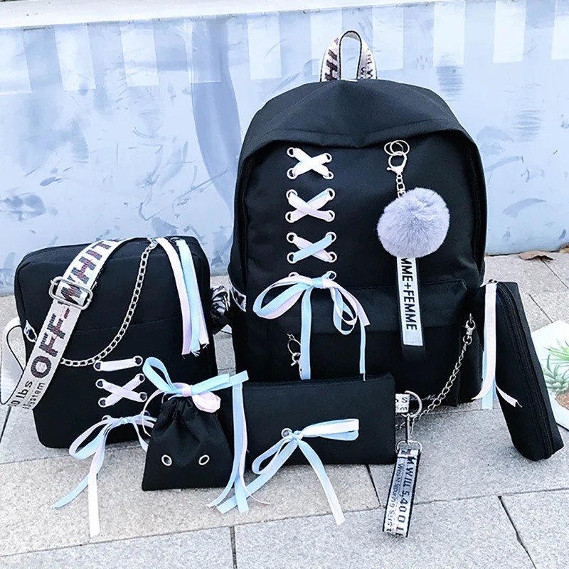 NEW-Chain Usb Backpack Women Canvas 5Pcs/Set Women Backpack Teenager Girls Backpacks Shoulder Bag Female Student School Bags T
NEW-Chain Usb Backpack Women Canvas 5Pcs/Set Women Backpack Teenager Girls Backpacks Shoulder Bag Female Student School Bags T