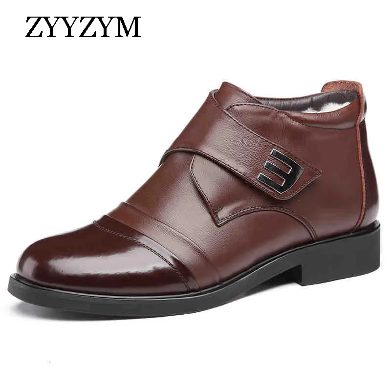 

ZYYZYM Wool Blend Men Winter Boots Man Size EUR 38~46 Warmest Leather Russian Style Men Snow Boots Zapatos De Hombre