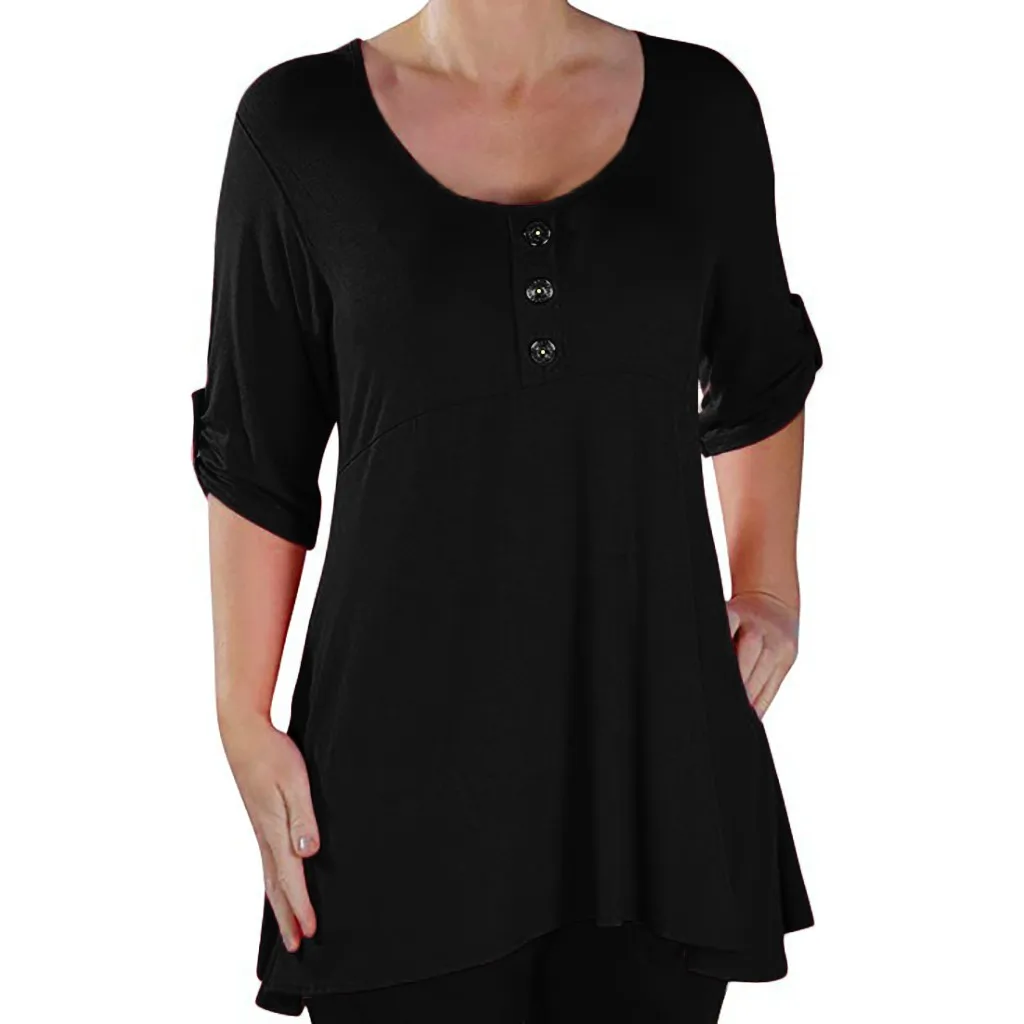 Oversized T Shirt Women Casual Basic Loose Button O Neck Half Sleeve Plus Size Camisetas Mujer Manga Corta solid Tee Shirt Femme
Oversized T Shirt Women Casual Basic Loose Button O Neck Half Sleeve Plus Size Camisetas Mujer Manga Corta solid Tee Shirt Femme