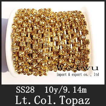 SS28 6.0-6.2mm 10 Yards Crystal Strass Chain Light Colorado Topaz Golden Base Rhinestone Chain
SS28 6.0-6.2mm 10 Yards Crystal Strass Chain Light Colorado Topaz Golden Base Rhinestone Chain