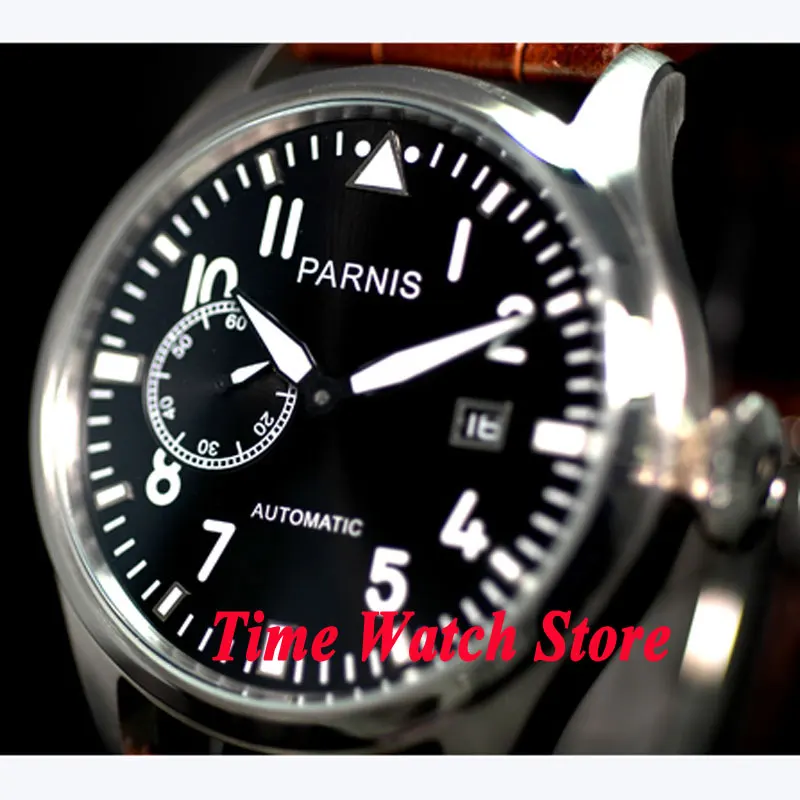 Parnis watch 47mm black dial date adjust Automatic Self-Wind movement Men's watch 97