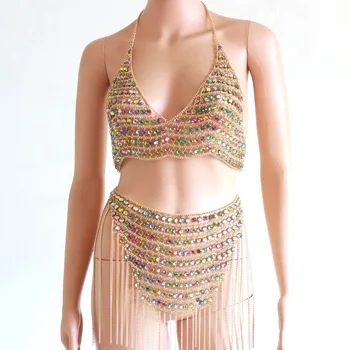 New Novelty Sexy Women's Metal Chain Bra Tanks 2018 Ladies Hollow Club Party Mujer Sparkly Beading Fringe Mini Dress Tops Sets
New Novelty Sexy Women's Metal Chain Bra Tanks 2018 Ladies Hollow Club Party Mujer Sparkly Beading Fringe Mini Dress Tops Sets