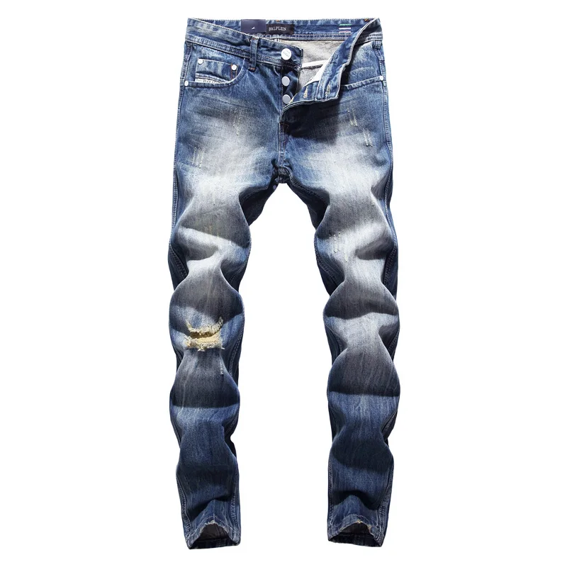 Fashion Streetwear Men's Jeans Blue Color Vintage Design Cotton Buttons Pants Ripped Jeans For Men Slim Fit Hip Hop Jeans homme
Fashion Streetwear Men's Jeans Blue Color Vintage Design Cotton Buttons Pants Ripped Jeans For Men Slim Fit Hip Hop Jeans homme