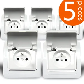 5 Pieces French Standard Wall Power Outlet Splash Socket With Cover Waterproof OA810FC
5 Pieces French Standard Wall Power Outlet Splash Socket With Cover Waterproof OA810FC